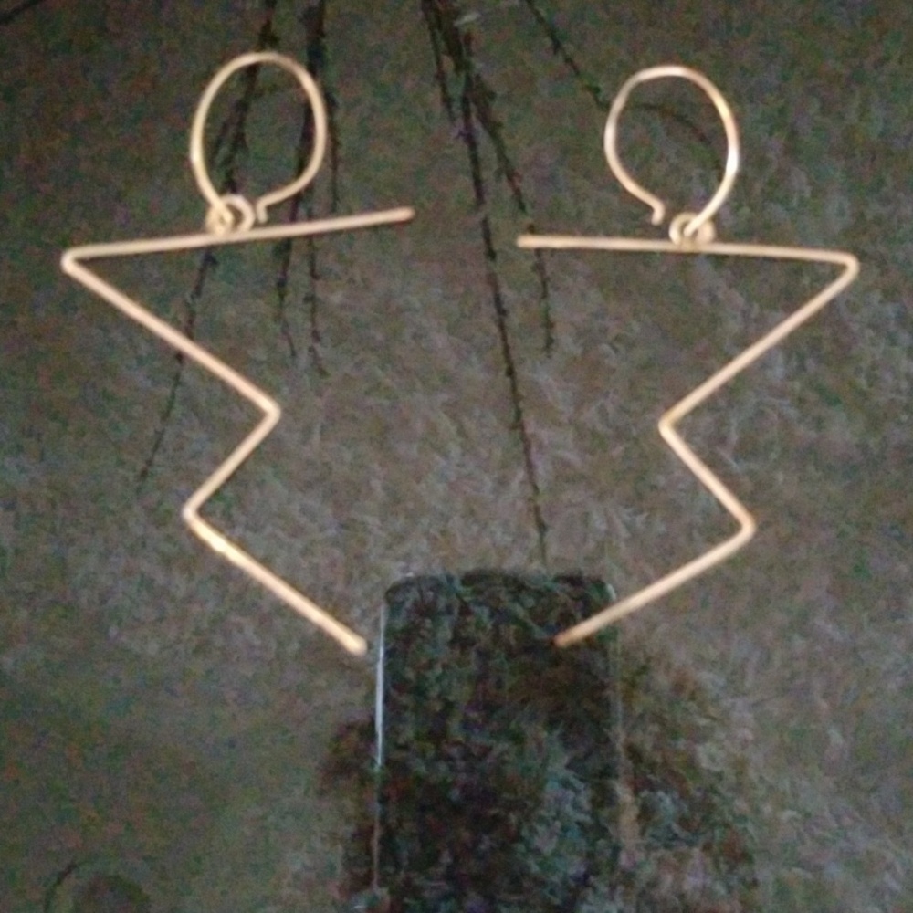 Gold fashion earrings. 2" wide 4-1/2" long